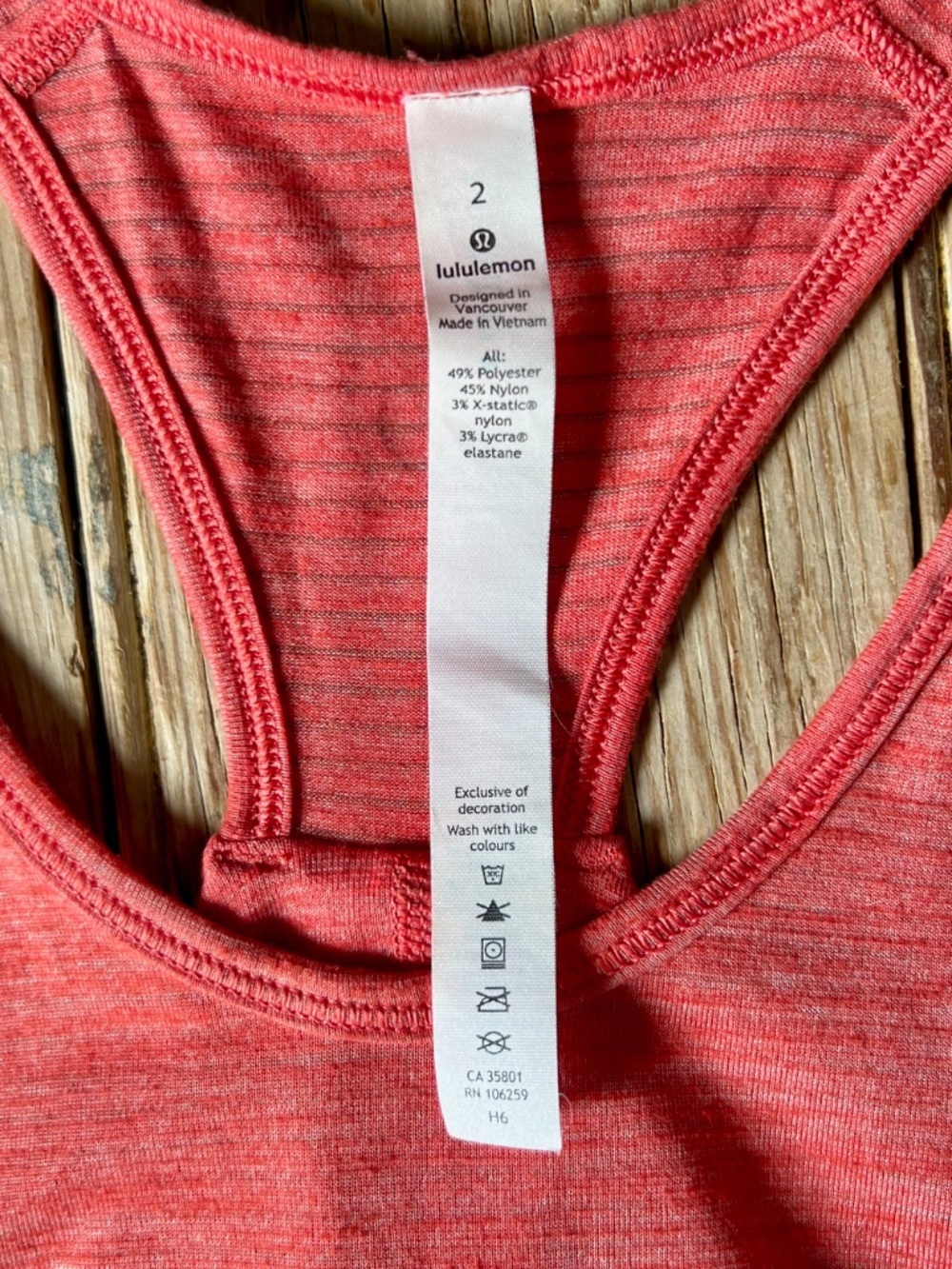 Lululemon Essential Tank Heathered Red Orange Size 2 - Picture 6 of 6